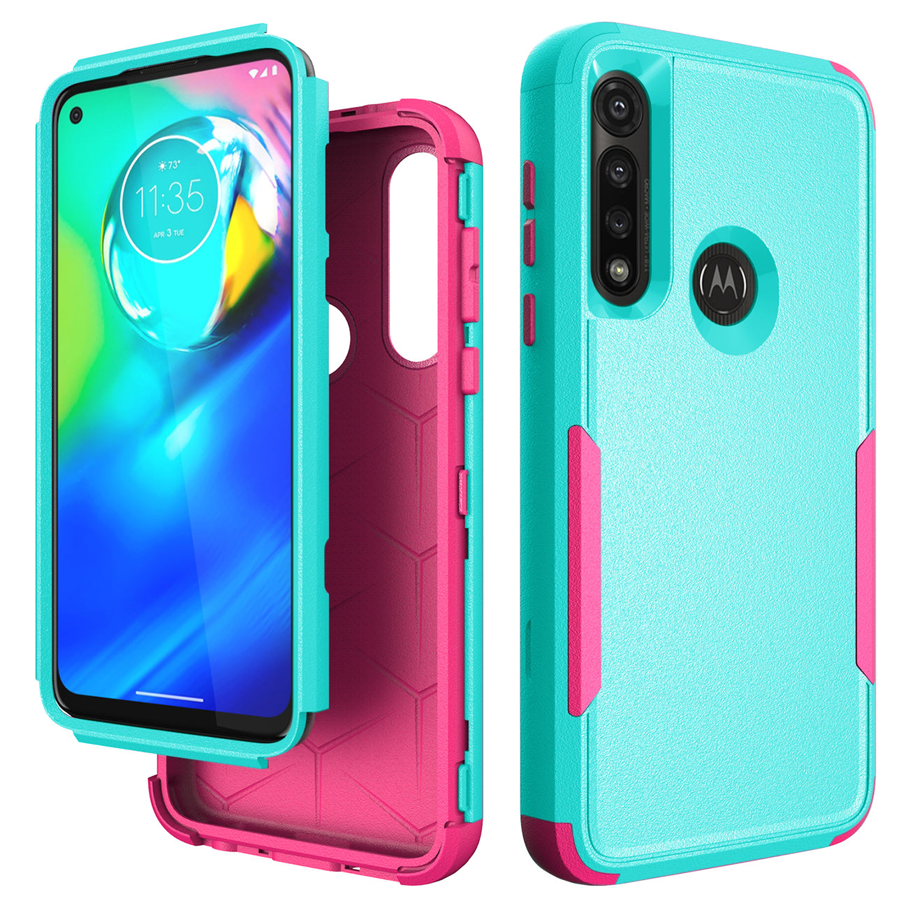 3in1 Hybrid Heavy Duty Defender Rugged Armor Military Grade Protective Case MOTOROLA G POWER 2020 In Green